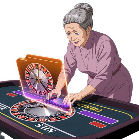 Granny-Sensei spielt Live Casino Roulette auf dem Smartphone bei SpinGranny Casino mobil